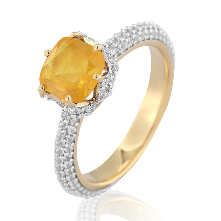 Gelber Madagaskar-Saphir-Silberring (de Melo)