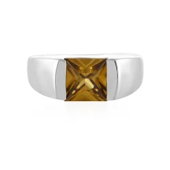 Gelber Zirkon-Herren-Silberring