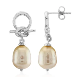 Goldene Kabira-Südseeperlen-Silberohrringe (TPC)