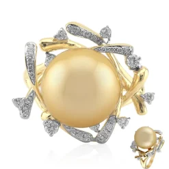 Goldene Kabira-Südseeperlen-Goldring (TPC)