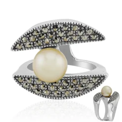 Goldene Kabira-Südseeperlen-Silberring (Annette classic)