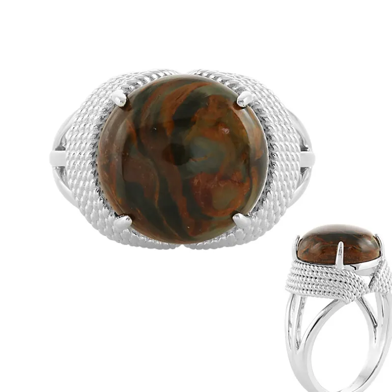 Goldener Pietersit -Silberring