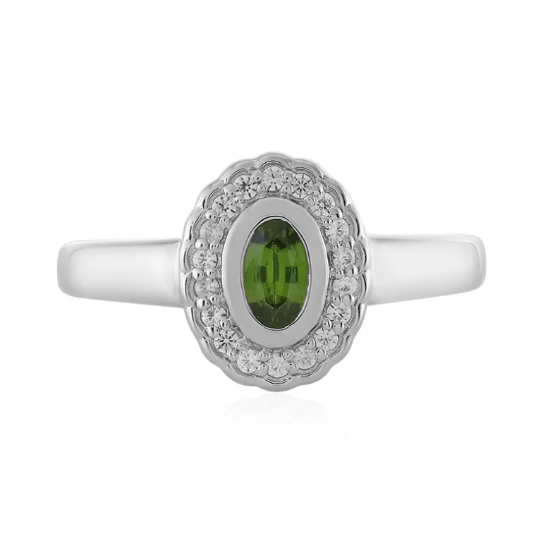 Grüner Ceylon-Zirkon-Silberring