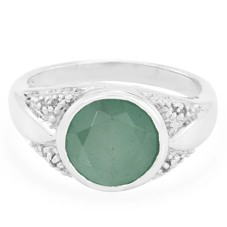 Grüner Chalzedon-Silberring