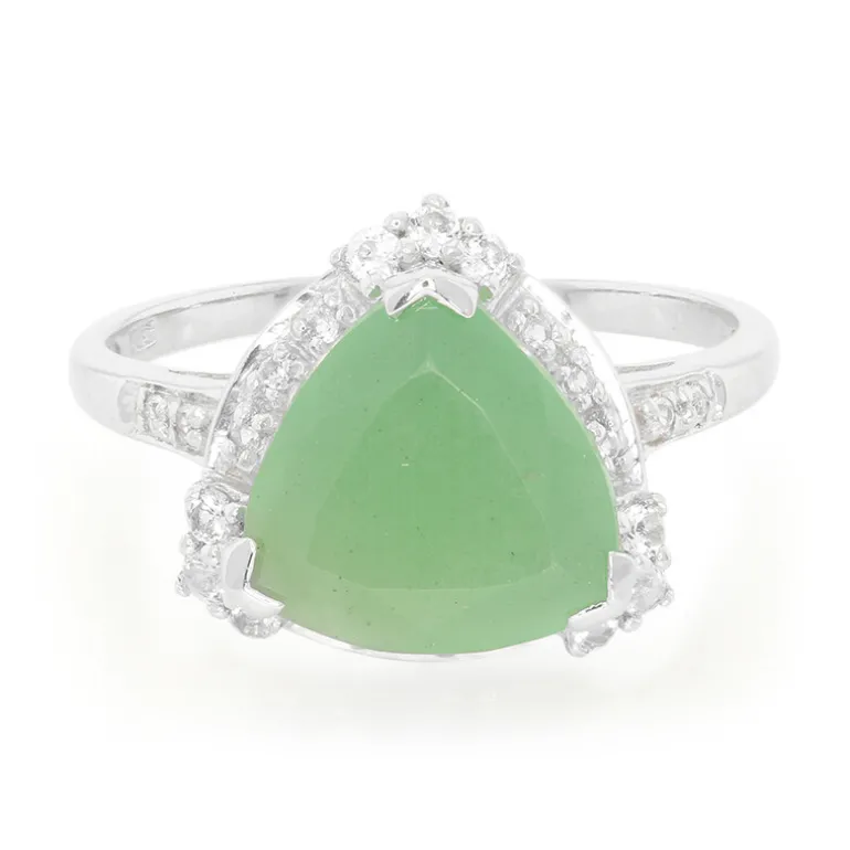 Grüner Chalzedon-Silberring