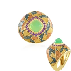 Grüner Chalzedon-Silberring(Adela Silber)