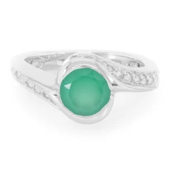 Grüner Chalzedon-Silberring