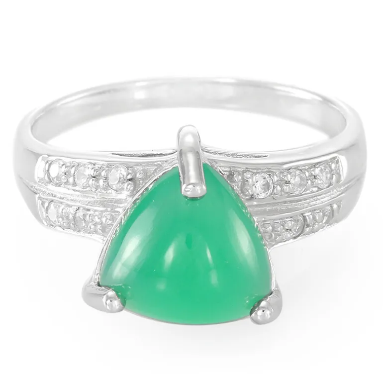 Grüner Chalzedon-Silberring