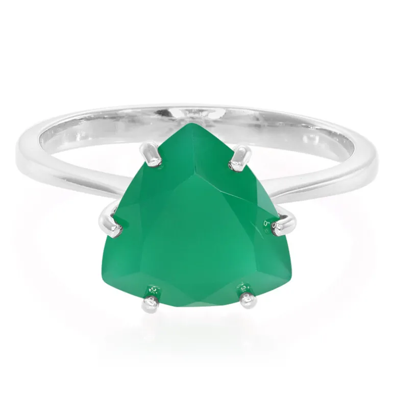 Grüner Chalzedon-Silberring