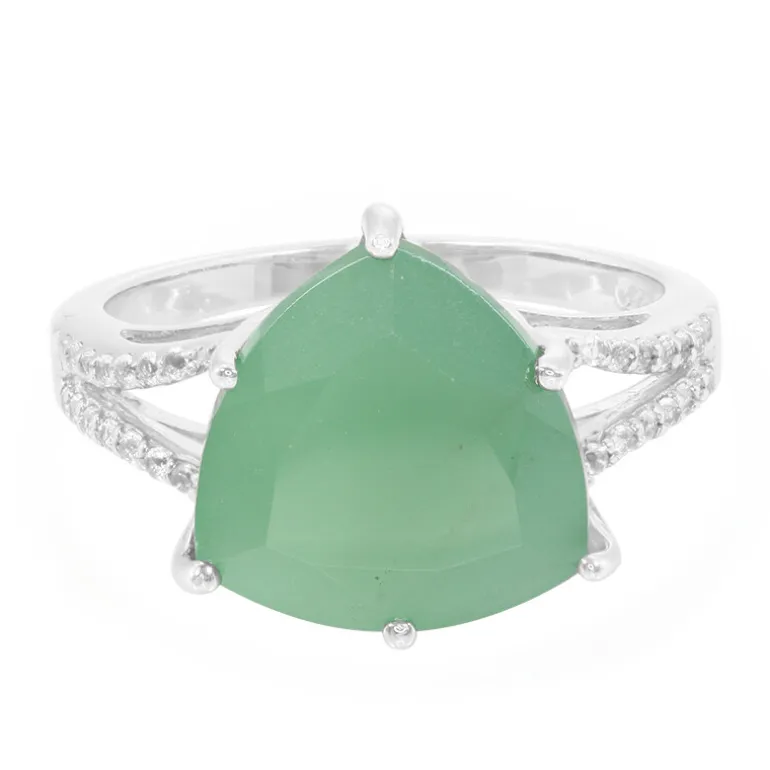 Grüner Chalzedon-Silberring