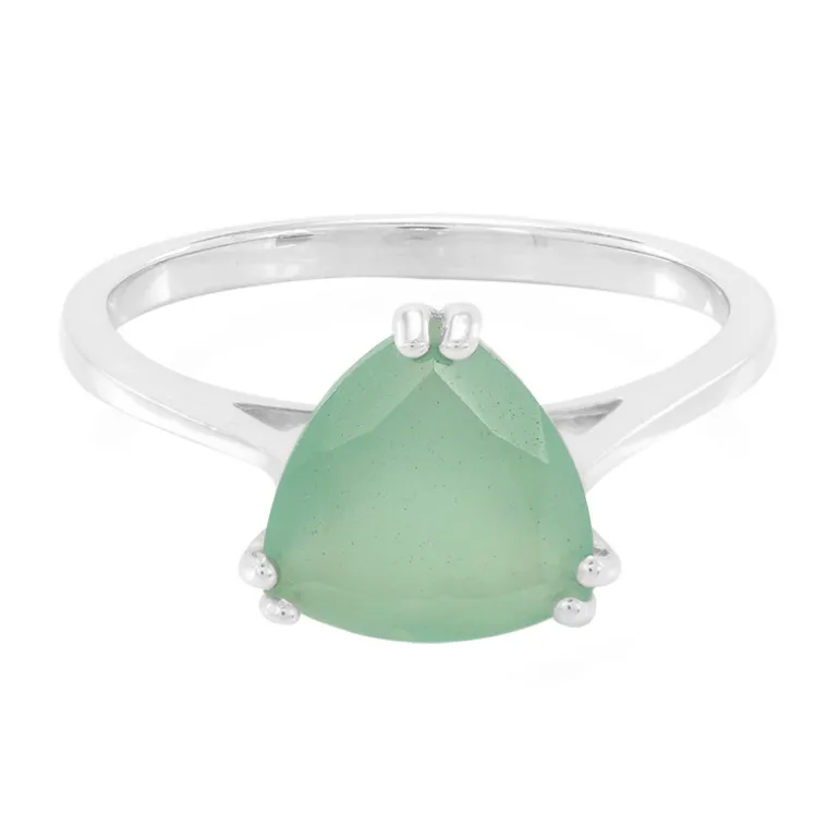 Grüner Chalzedon-Silberring