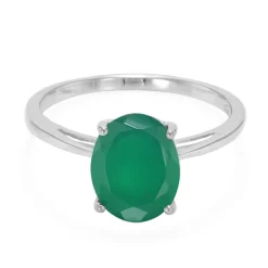 Grüner Chalzedon-Silberring