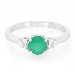 Grüner Chalzedon-Silberring