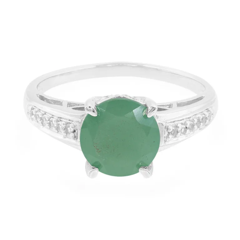 Grüner Chalzedon-Silberring