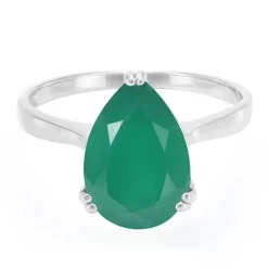 Grüner Chalzedon-Silberring