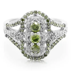 Grüner Diamant-Silberring