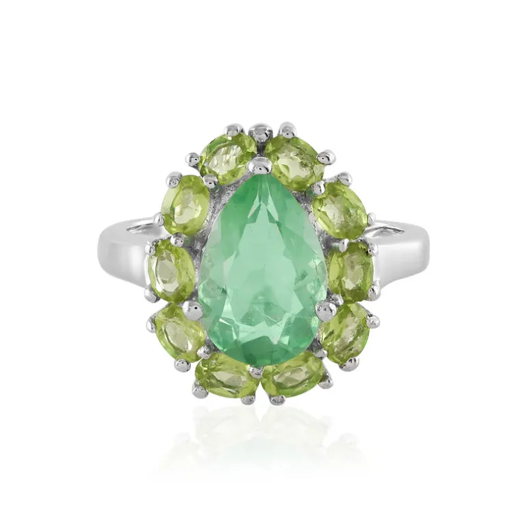 Grüner Fluorit-Silberring