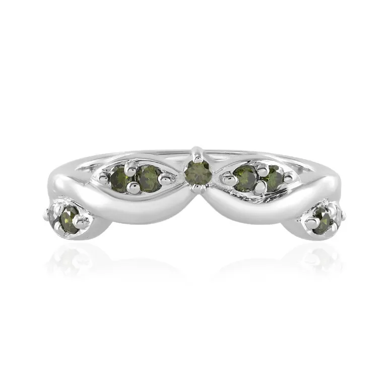 Grüner I3 Brillant-Silberring