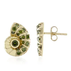 Grüner I3 Diamant-Goldohrringe