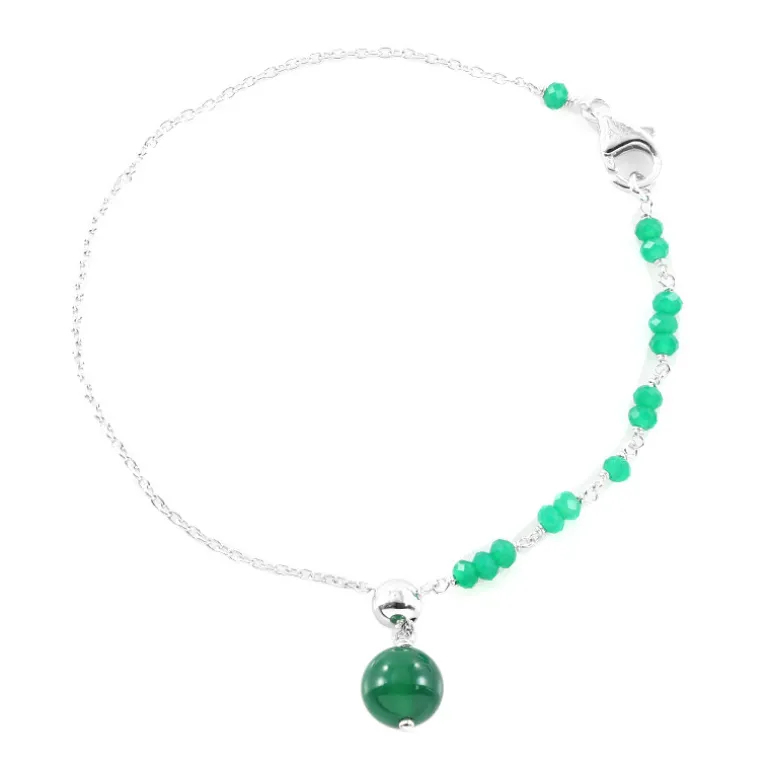 Grüner Onyx-Silberarmband