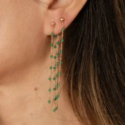 Grüner Onyx-Silberohrringe