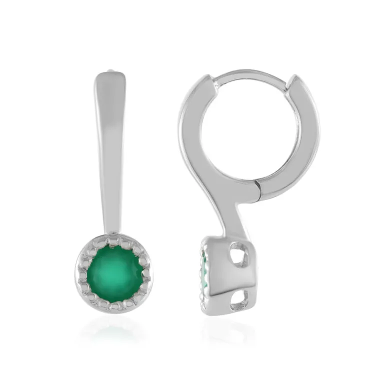 Grüner Onyx-Silberohrringe