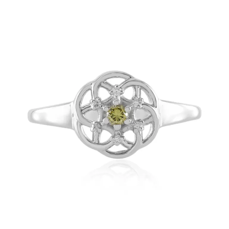 Grüner SI1 Brillant-Silberring