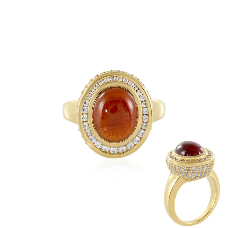 Hessonit-Granat-Silberring