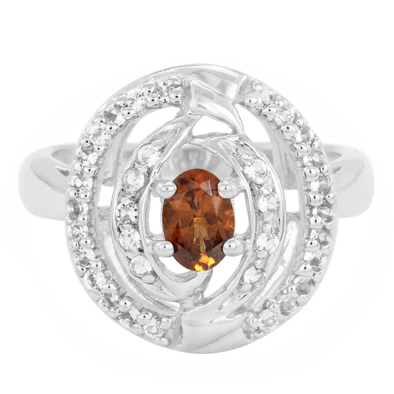 Hessonit-Granat-Silberring