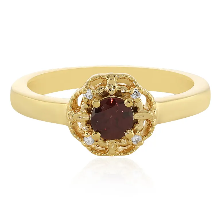 Himbeer-Zirkon-Silberring