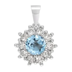 Himmelblauer Topas-Silberanhänger