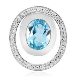 Himmelblauer Topas-Silberanhänger