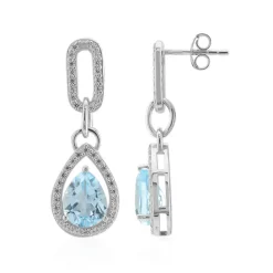 Himmelblauer Topas-Silberohrringe