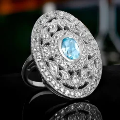 Himmelblauer Topas-Silberring