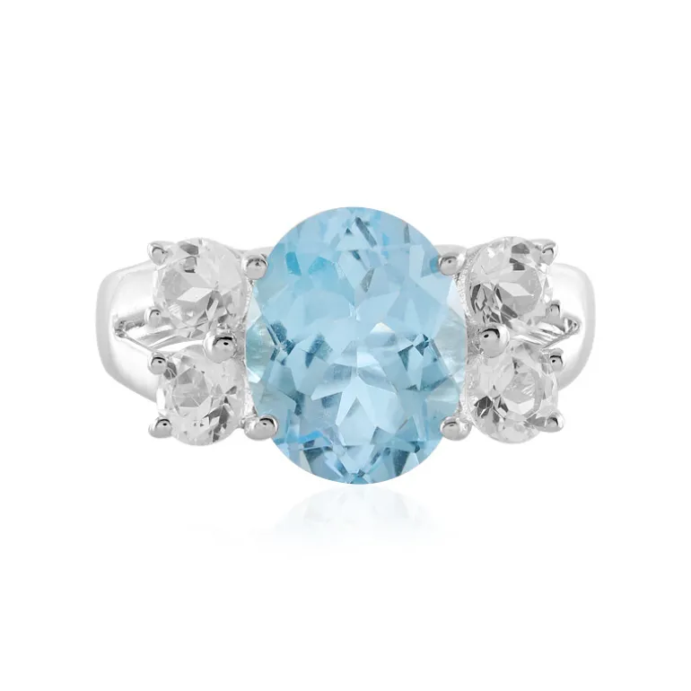 Himmelblauer Topas-Silberring