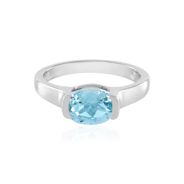 Himmelblauer Topas-Silberring