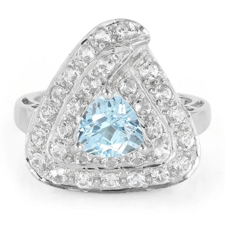 Himmelblauer Topas-Silberring