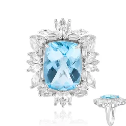 Himmelblauer Topas-Silberring