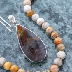 Holzopal-Silberanhänger