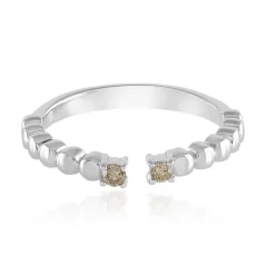 I2 Champagner-Brillant-Silberring