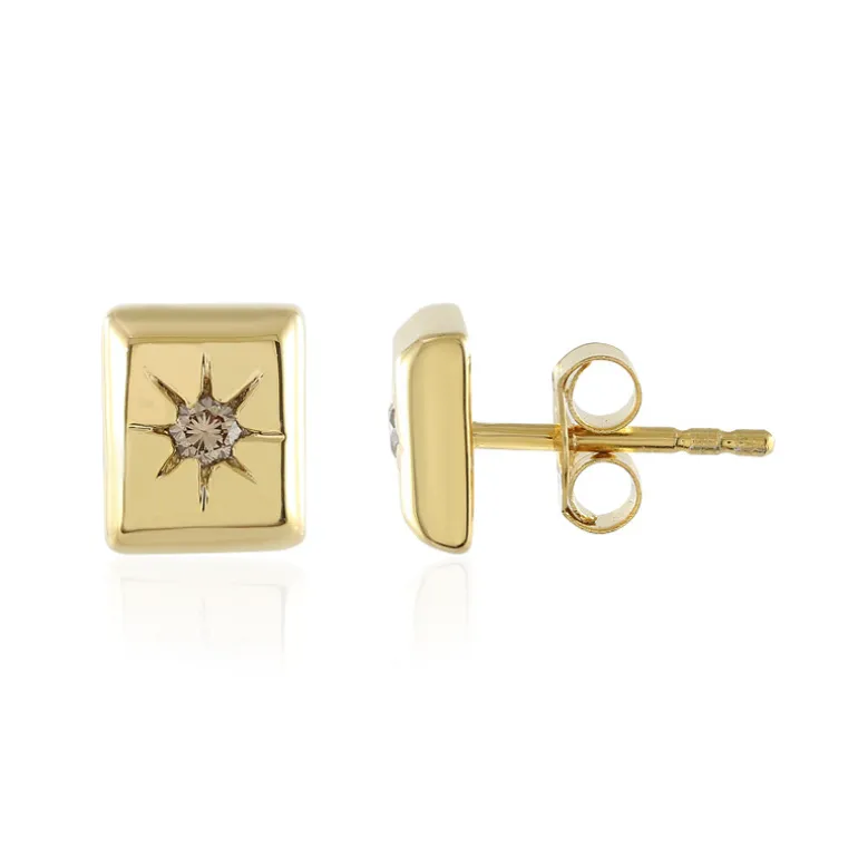 I3 Champagner-Brillant-Silberohrringe