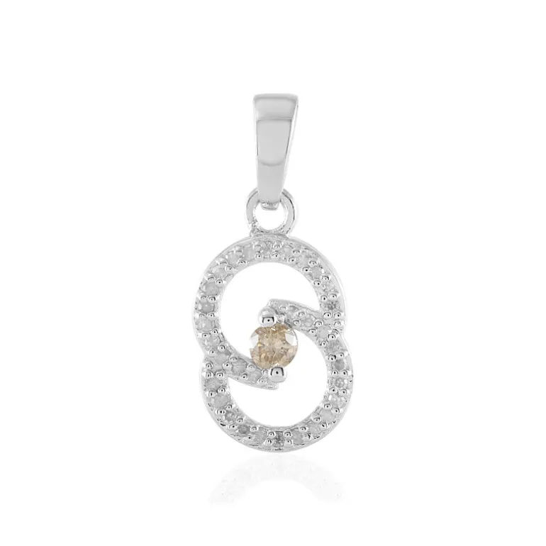 I3 Champagner-Brillant-Silberanhänger