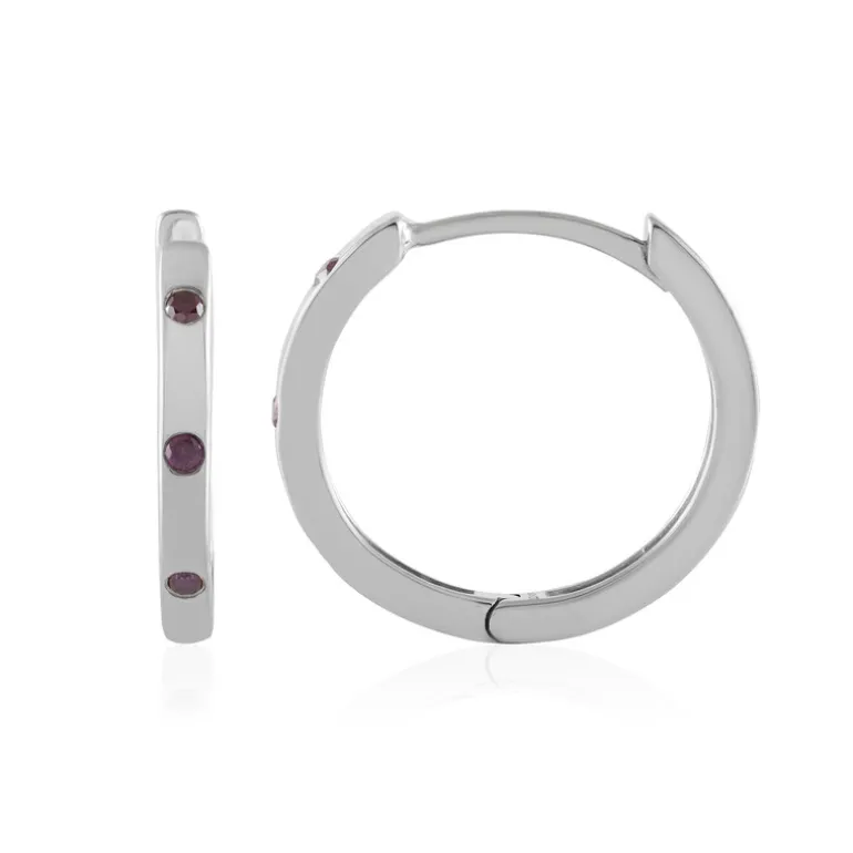 I2 Purpur-Brillant-Silberohrringe