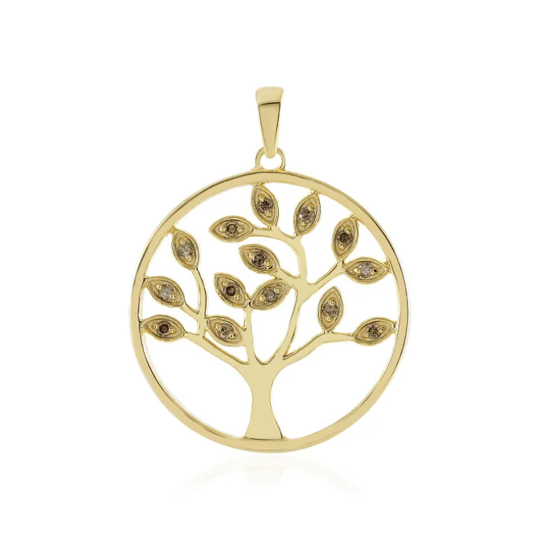 I3 Schokoladen-Brillant-Silberanhänger