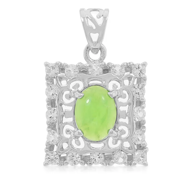 Kaiserlicher Chrysopras-Silberanhänger