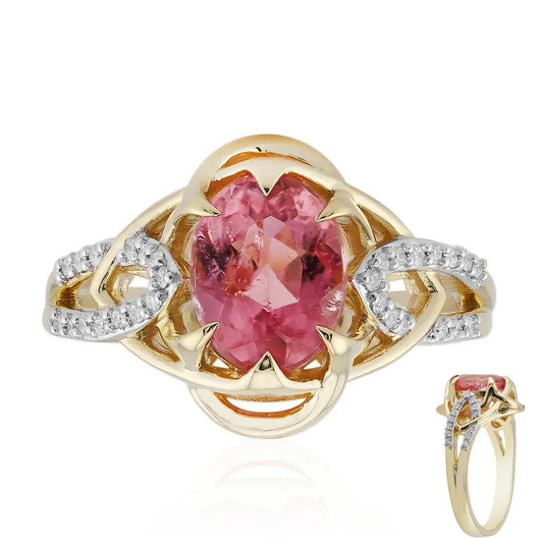Kalifornischer Pinkfarbener Turmalin-Goldring (Rifkind 1894 Collection)