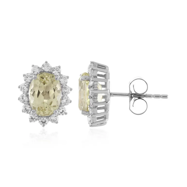 Kanariengelber Kunzit-Silberohrringe