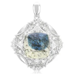 K2-Azurit-Silberanhänger