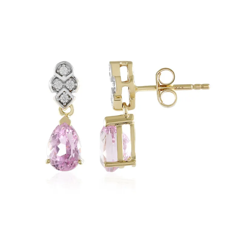Kunzit-Goldohrringe