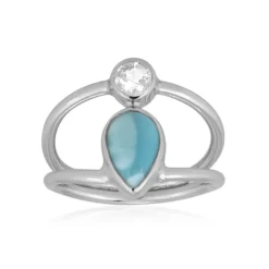 Larimar-Silberring (Bali Barong)